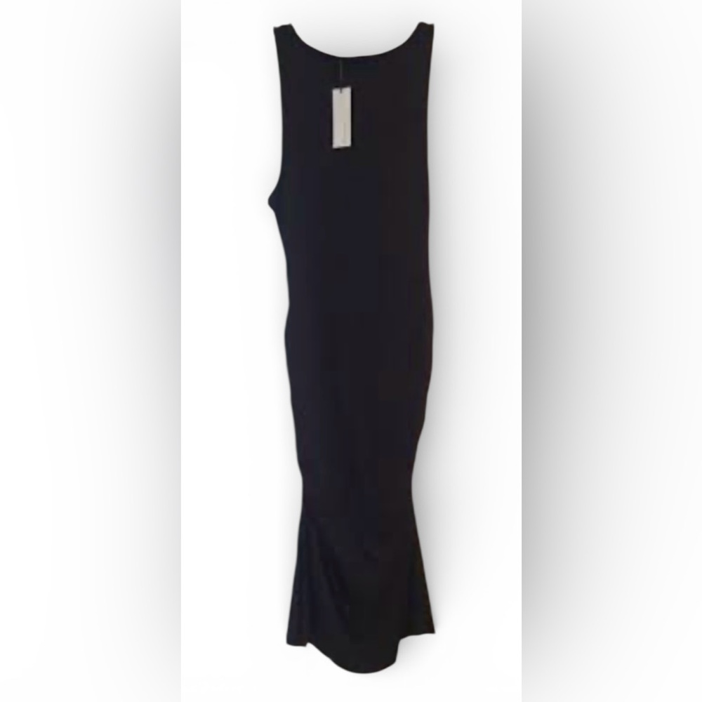 NWT Michael Stars Wren women’s Large sleeveless ribbed ruched black maxi dress